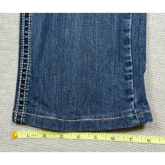 Maurices Womens Cropped Jeans Size 11/12 Long Denim Distressed Blue Low Rise - Picture 10 of 12